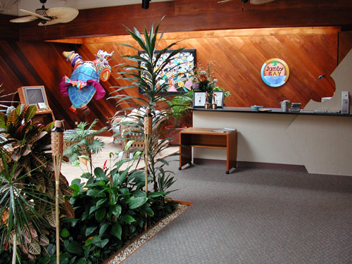 The lobby of Jumby Bay Studios